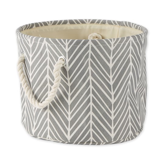 DII® Small Gray Herringbone Round Fabric Bin